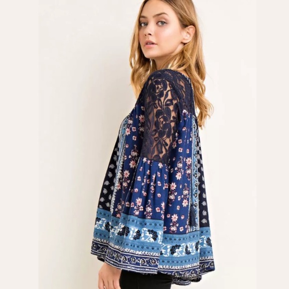 Navy blue Boho blouse - Picture 2 of 3